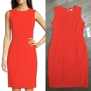 Calvin Klein Sleeveless
Crew Neck Scuba Crepe coral-orange dress size 10 career